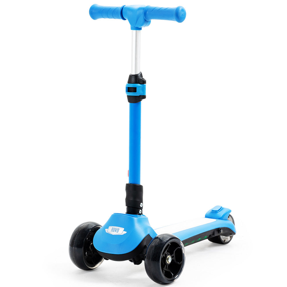 Rovo Kids Triscoot 3-Wheel Electric Scooter Ages 3-8 Adjustable Folding Blue