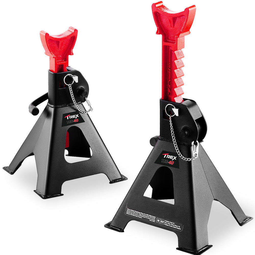 T-Rex 4000kg Automotive Jack Stands 2-Piece Adjustable Steel