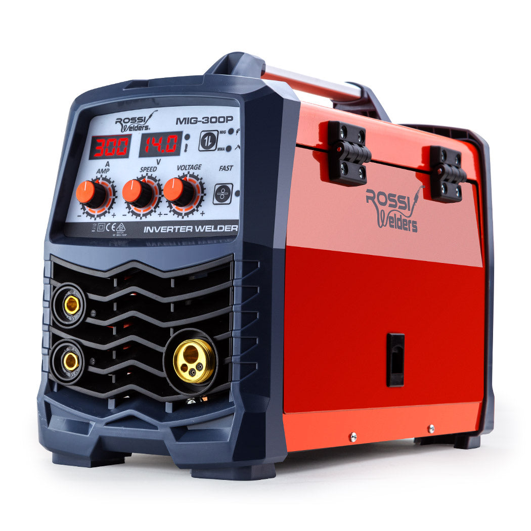 Rossi MIG-300P 300 Amp Portable MIG Stick Welder DC Gas/Gasless Inverter 15A Plug