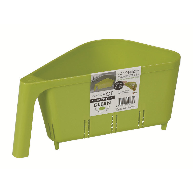 10-PACK KOKUBO Japan Single Handle Triangle Drain Basket Green