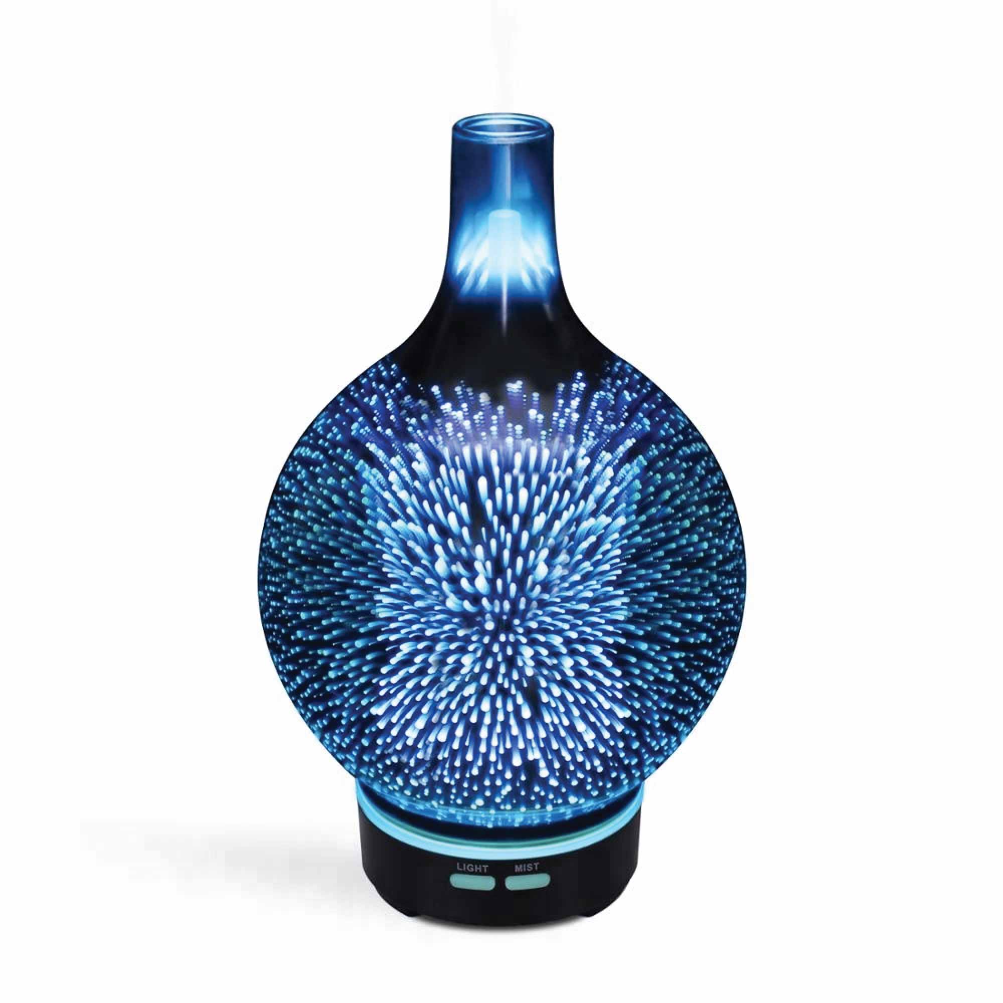 Essential Oil Aroma Diffuser - Mirror 3D Fireworks USB Aromatherapy Mist Humidifier