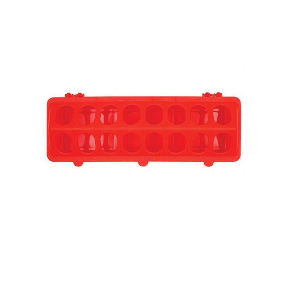 30cm Red Plastic Poultry Feeder with 14 Holes for Chickens