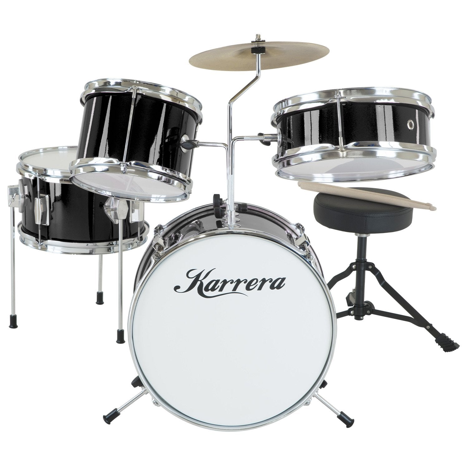 Karrera 4pc Kids Drum Kit Black Metallic Finish