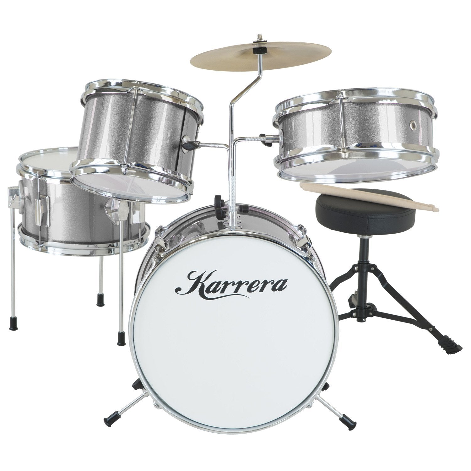 Karrera 4pc Kids Drum Kit Silver