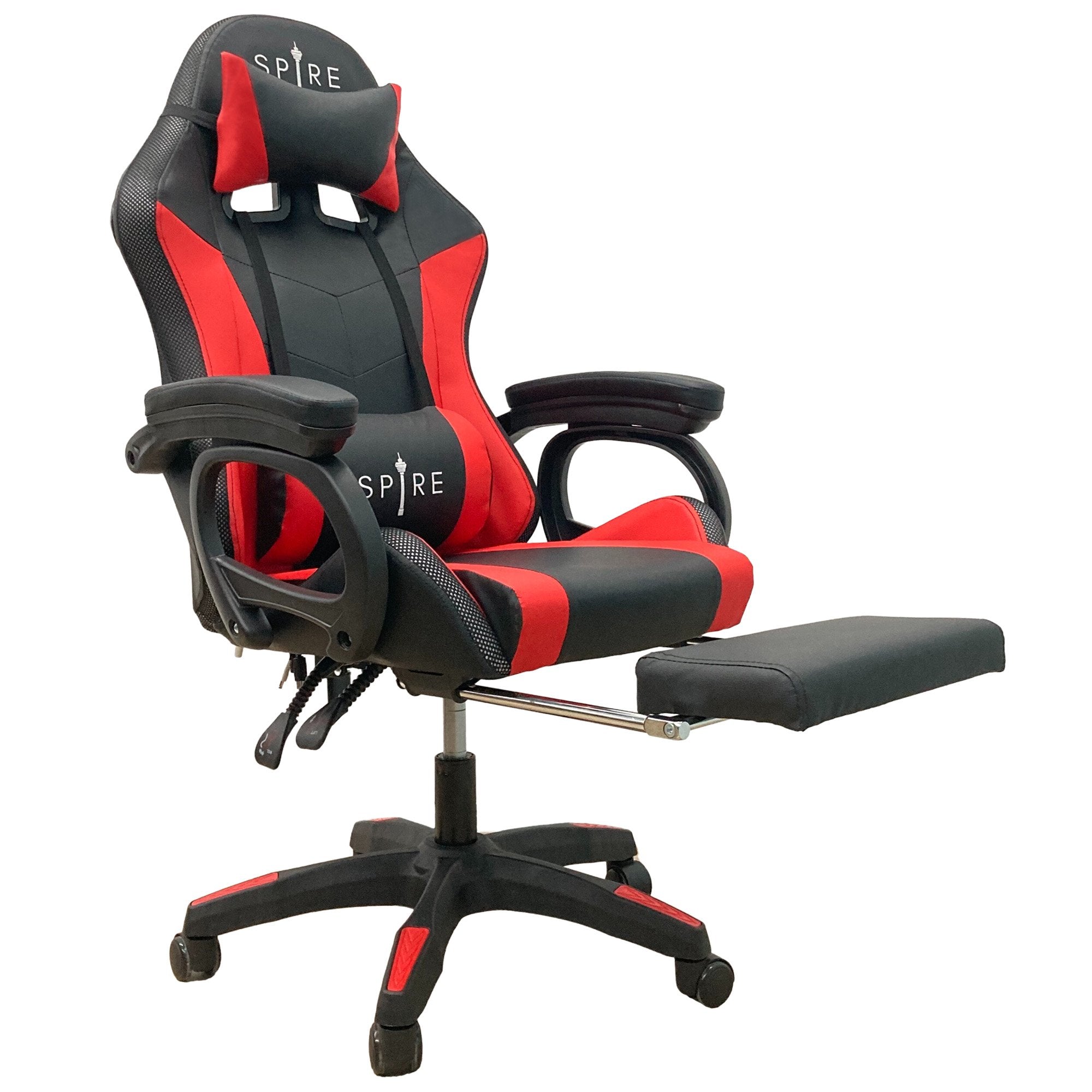 Spire Onyx LED Massage Gaming Chair Red Black