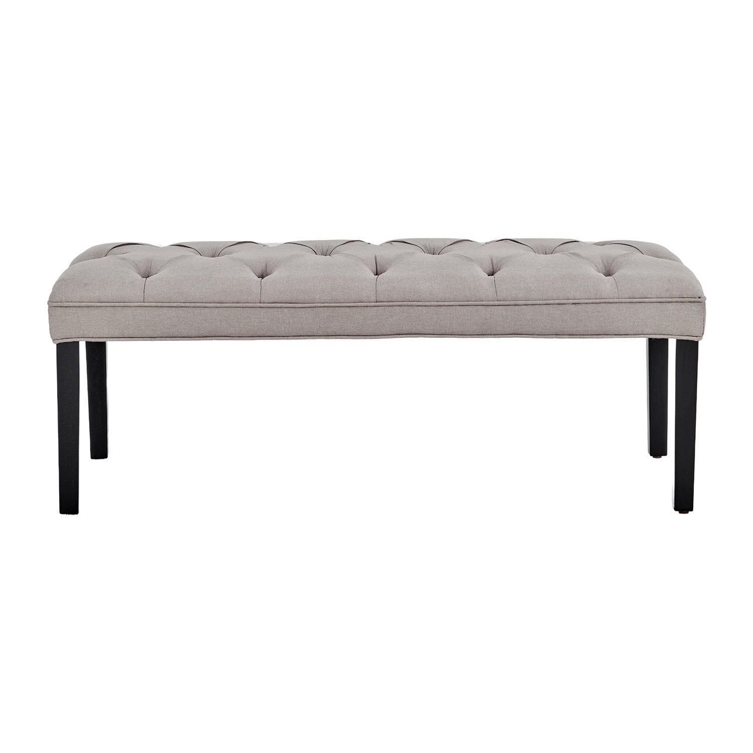 Cate Upholstered Bench Button-Tufted Tapered Legs Light Grey