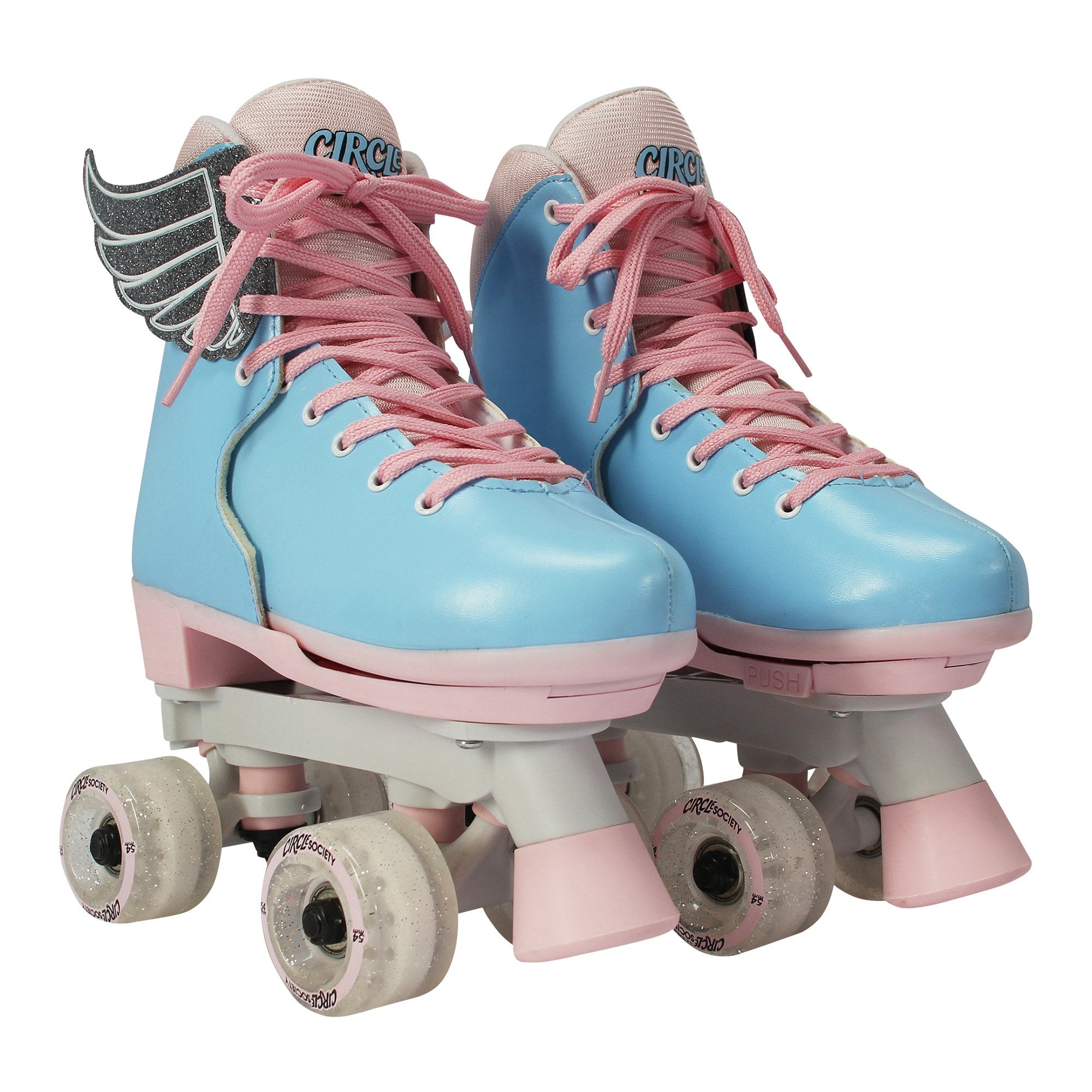 Circle Society Kids Adjustable Quad Roller Skates Pink Blue