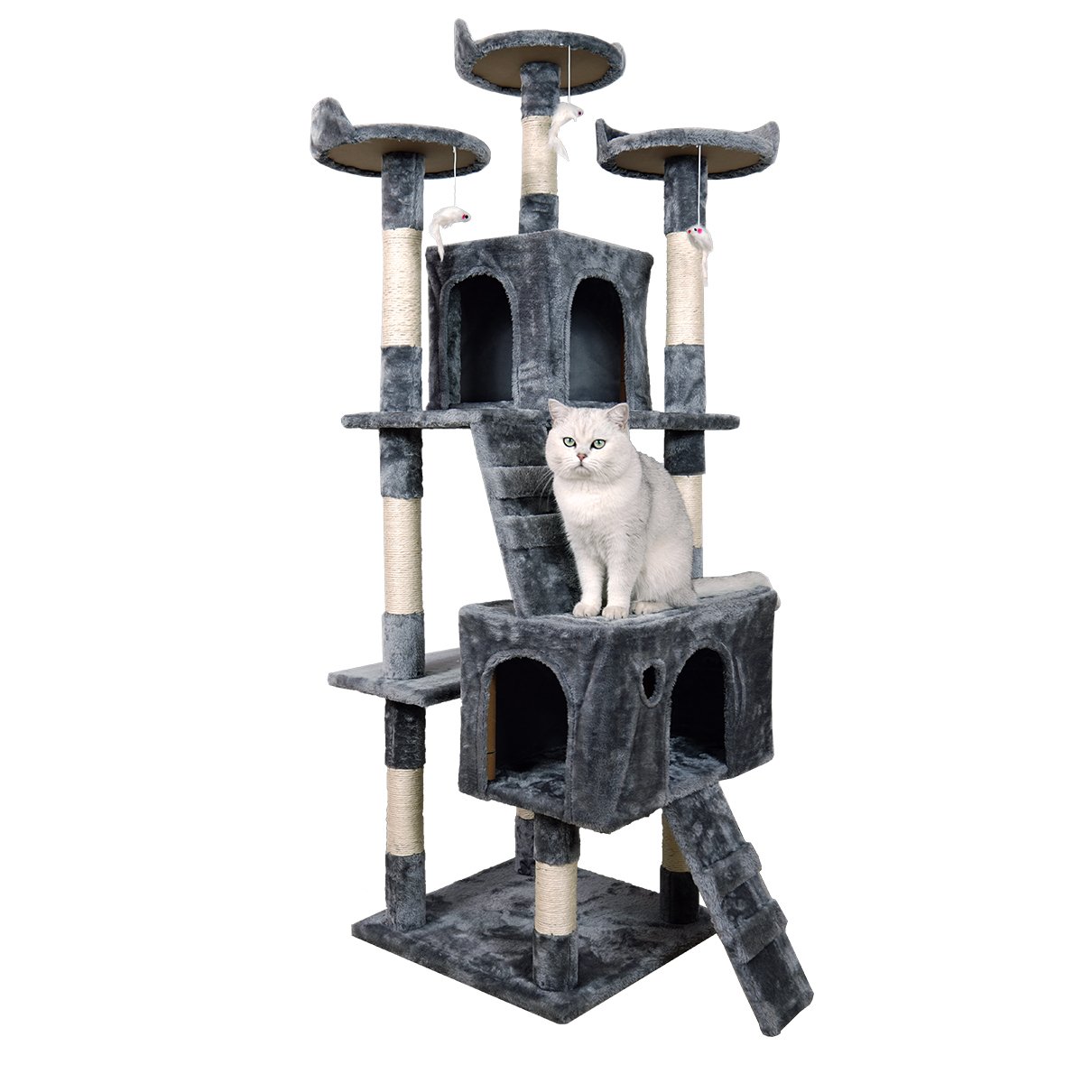 Furtastic 170cm Cat Tree Scratching Post Dark Grey