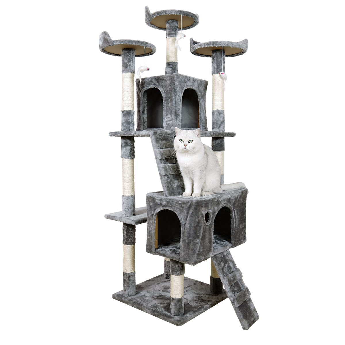 Furtastic 170cm Cat Tree Scratching Post Silver Grey