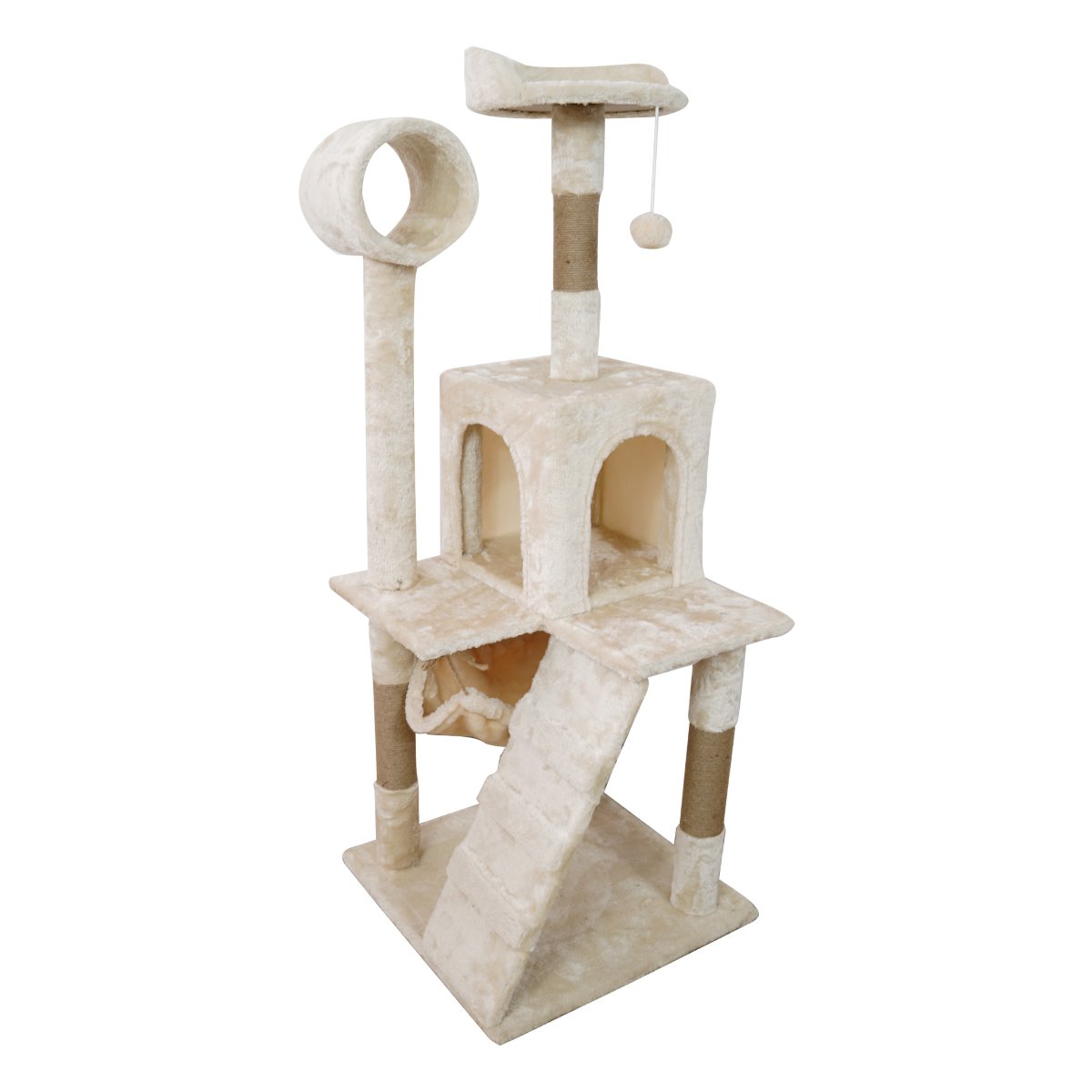 Furtastic 135cm Cat Tree Scratching Post Multi-Level Beige