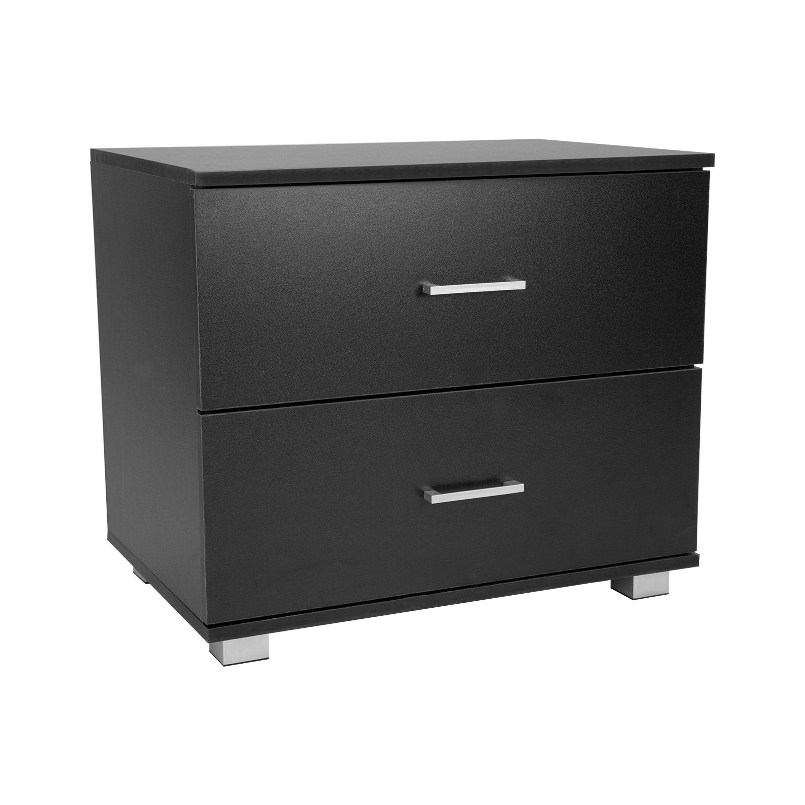 Sarantino 2-Drawer Bedside Table Black Matte Finish