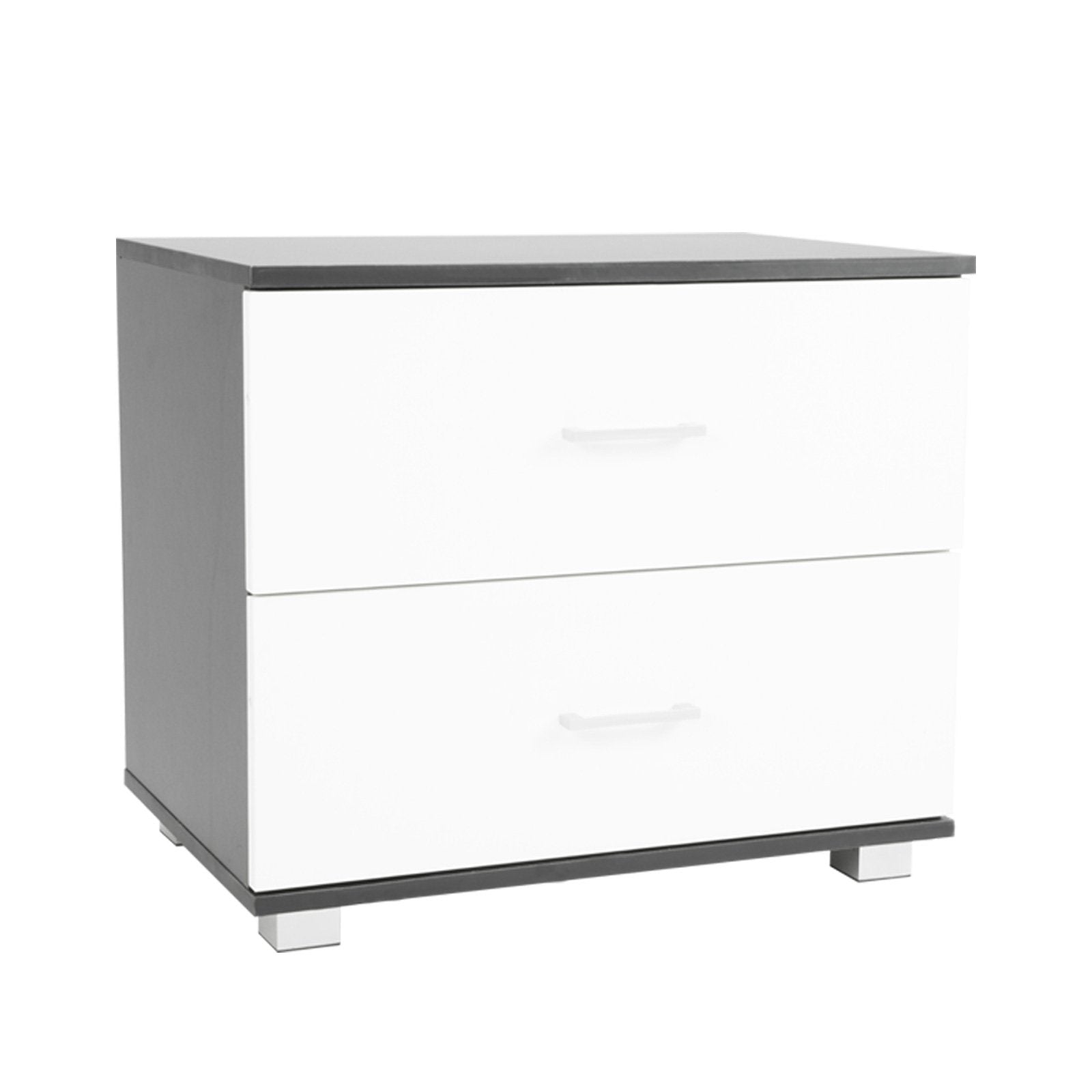 Sarantino 2-Drawer Bedside Table White Black