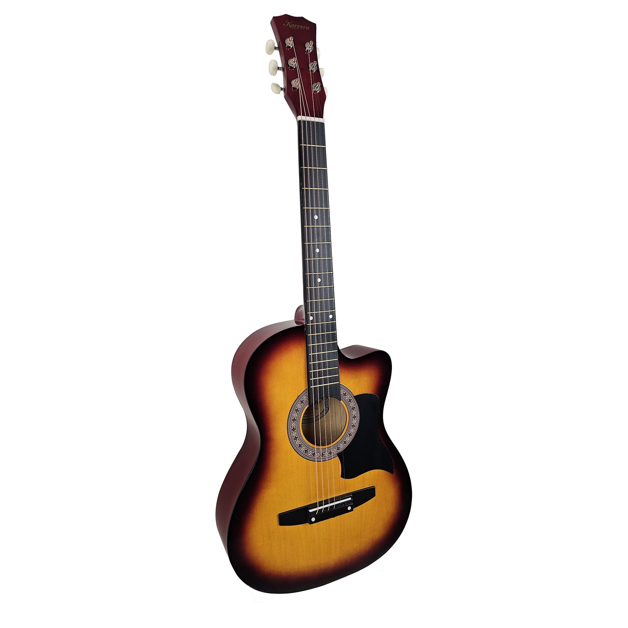Karrera 38in Acoustic Guitar Steel Strings Sun Burst with Carry Bag