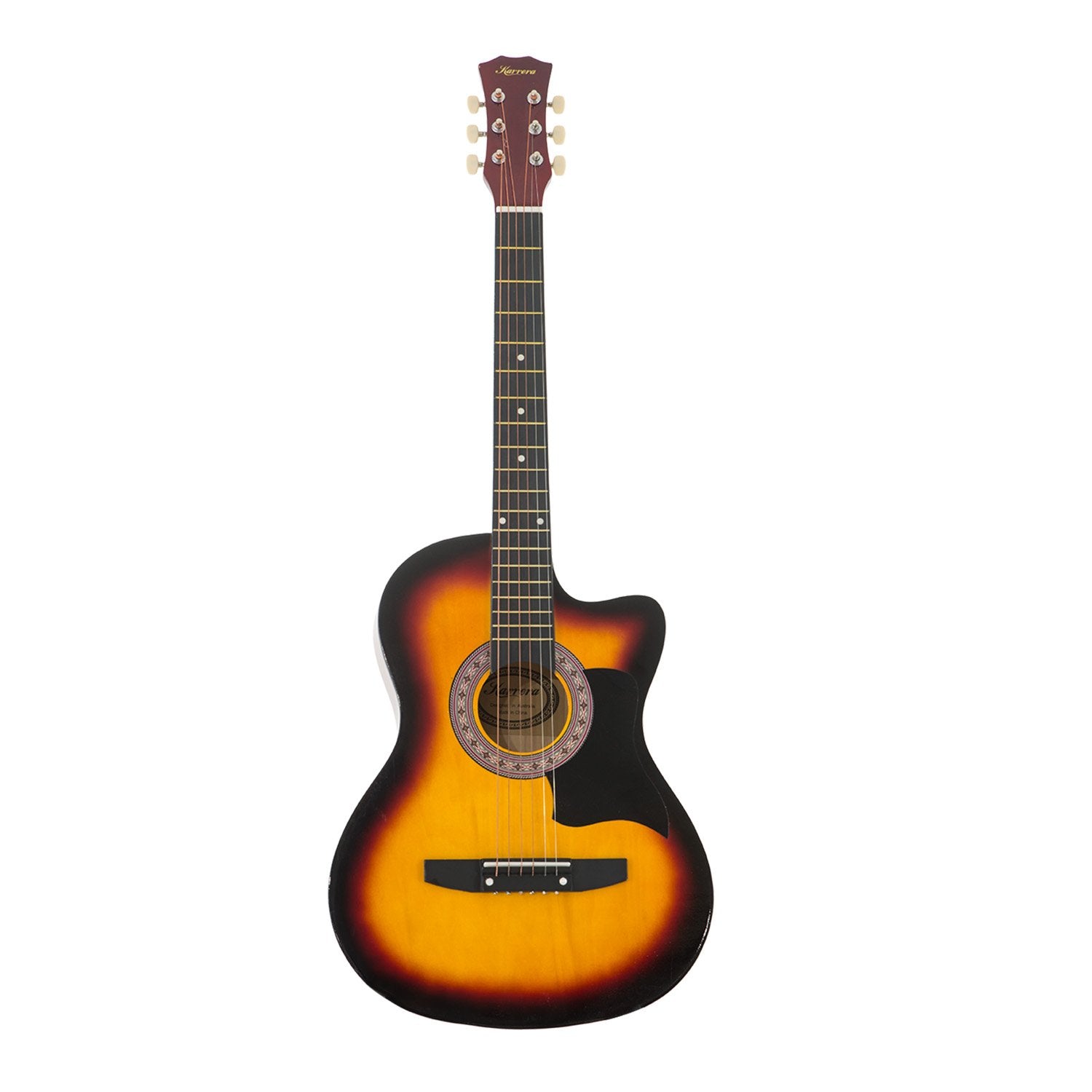 Karrera 38in Acoustic Guitar Cutaway Sun Burst with Bag & Strings