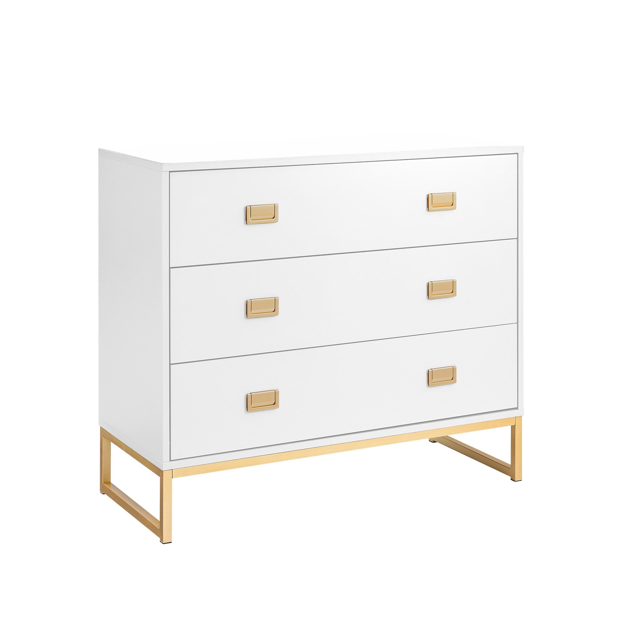 Amara Tallboy Dresser White/Gold Chest of Drawers