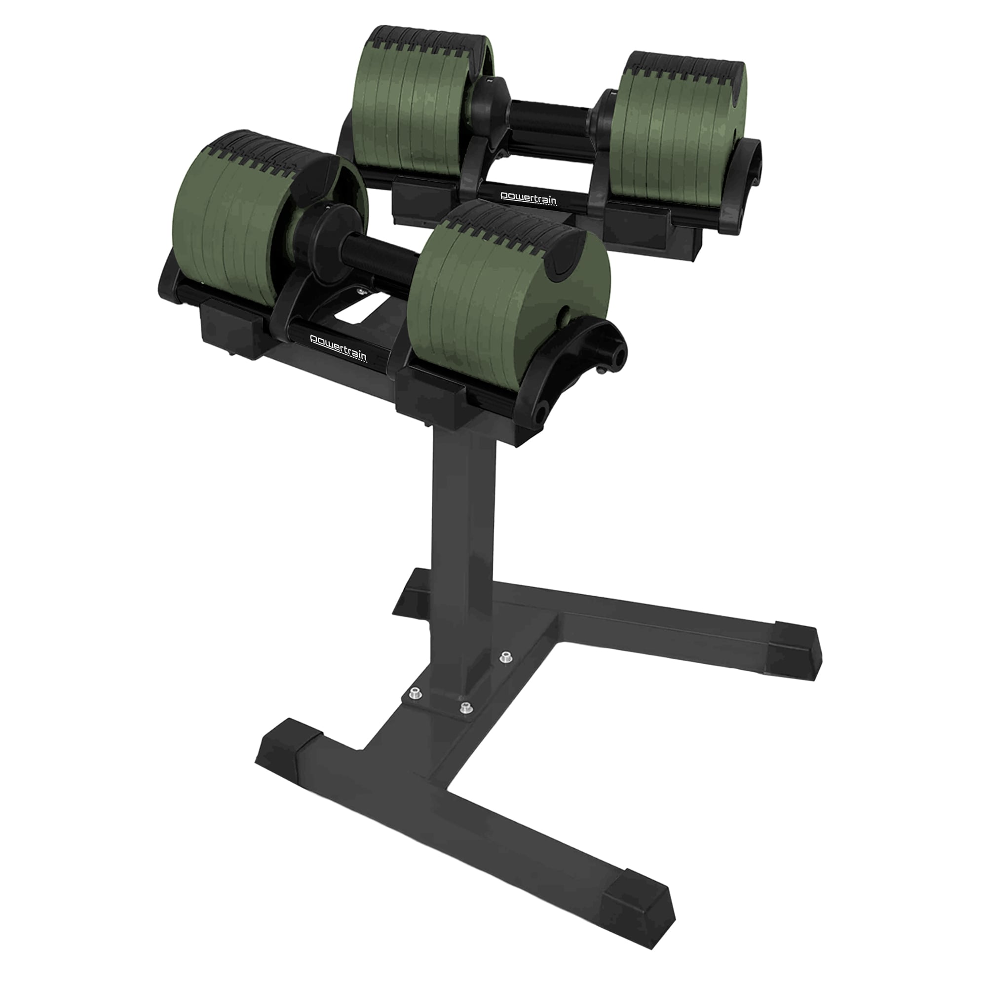 Powertrain Eon Dial-Up 72KG Adjustable Dumbbells Pair with Stand - Green