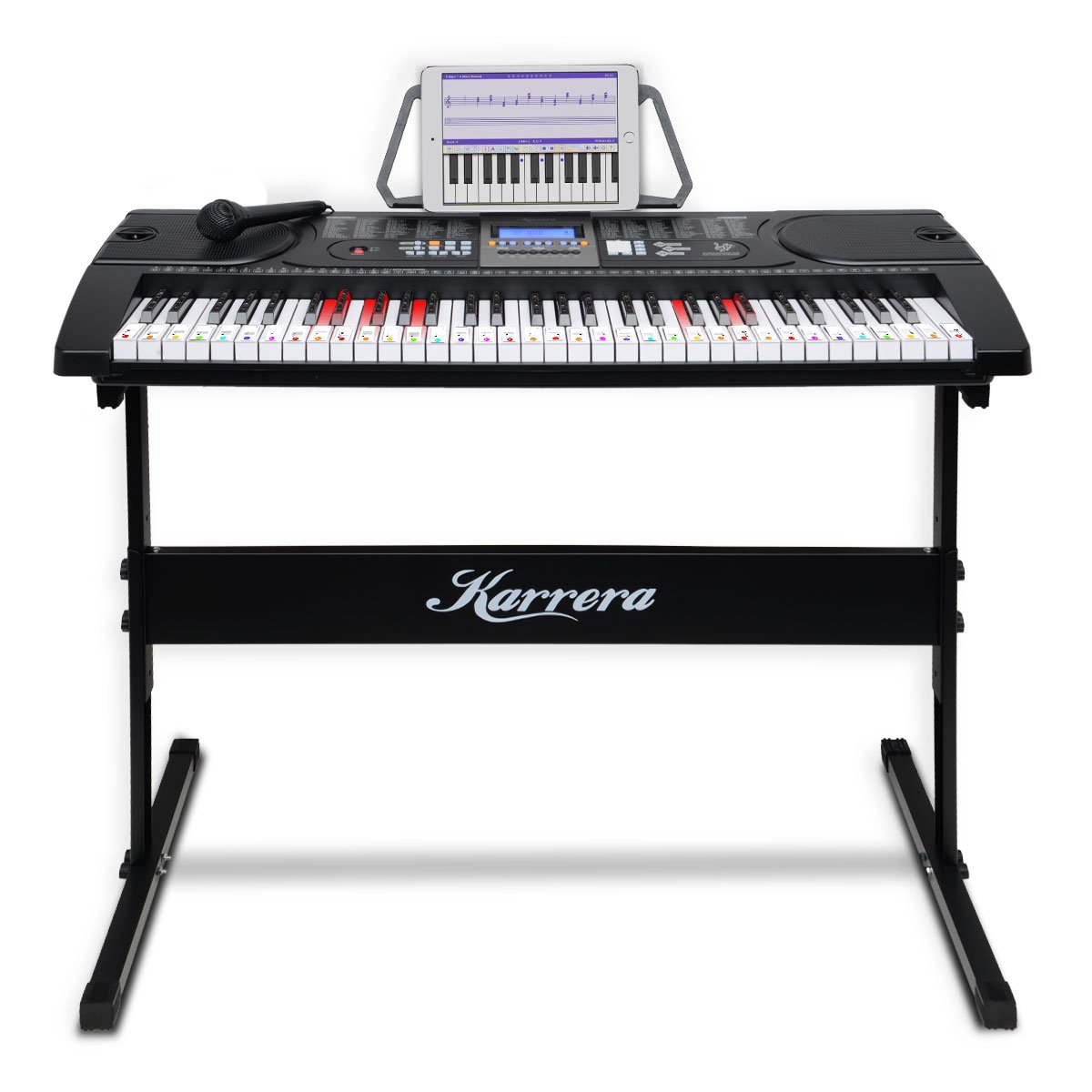 Karrera 61-Key LED Electronic Keyboard Piano Black with Stand