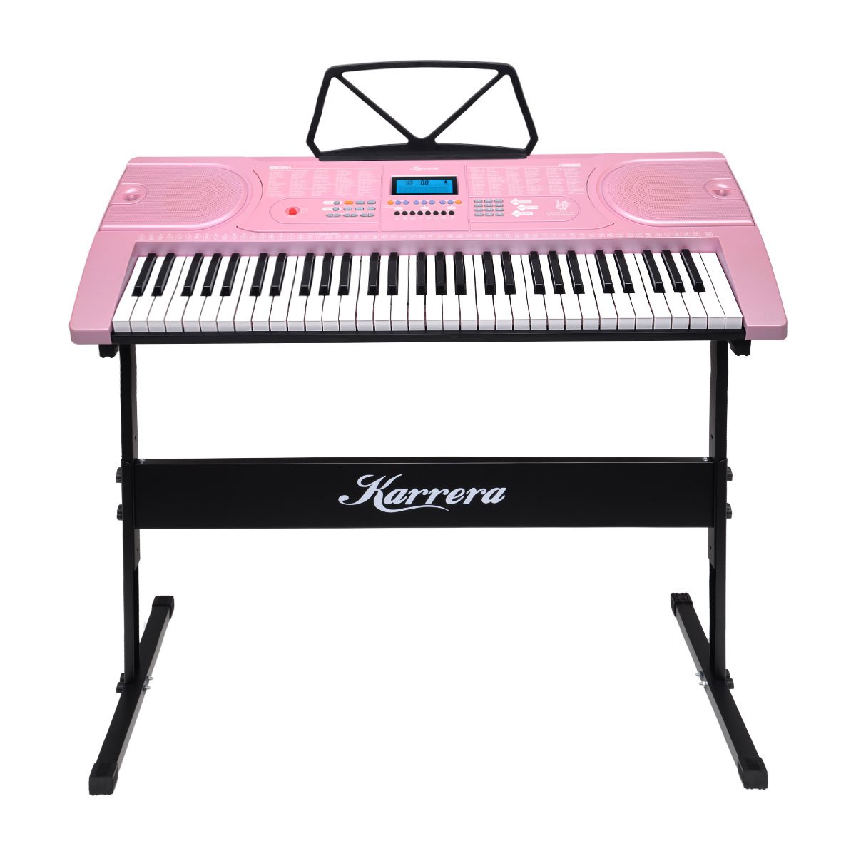 Karrera 61-Key Electronic Keyboard Piano Pink with Stand