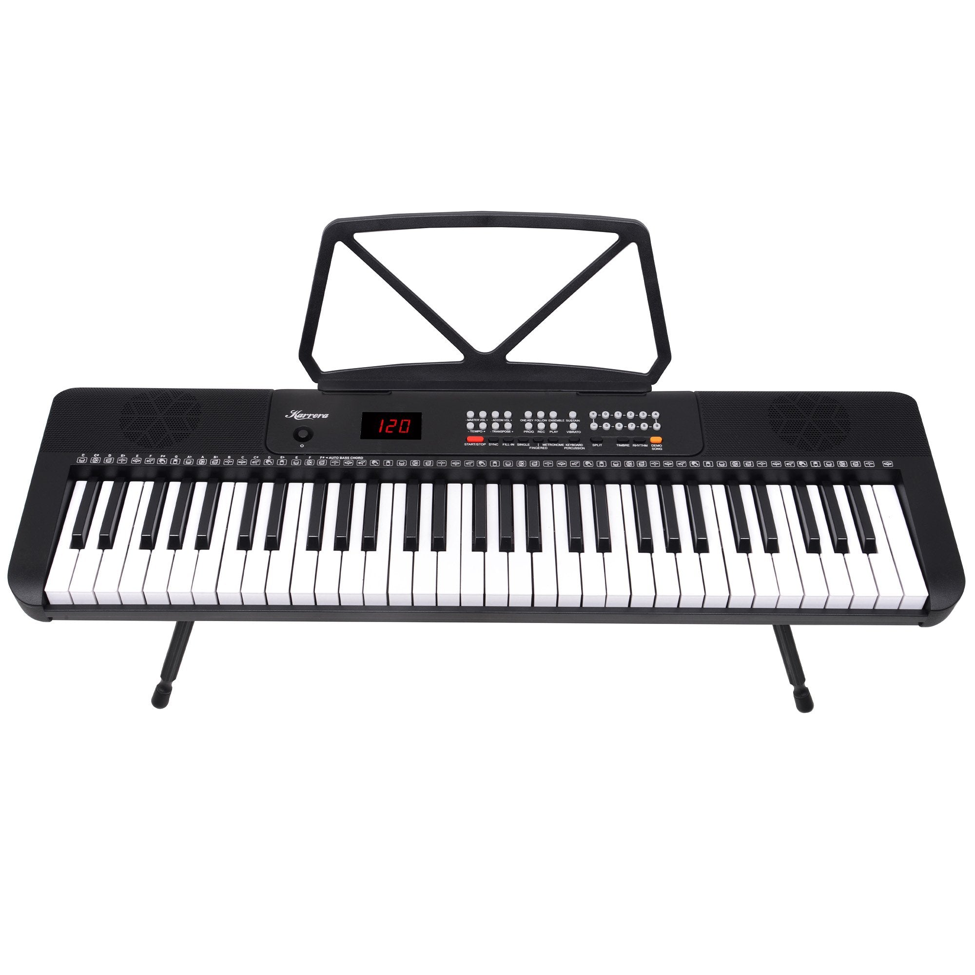 Karrera 61-Key Electronic Keyboard LED Black with Folding Stand
