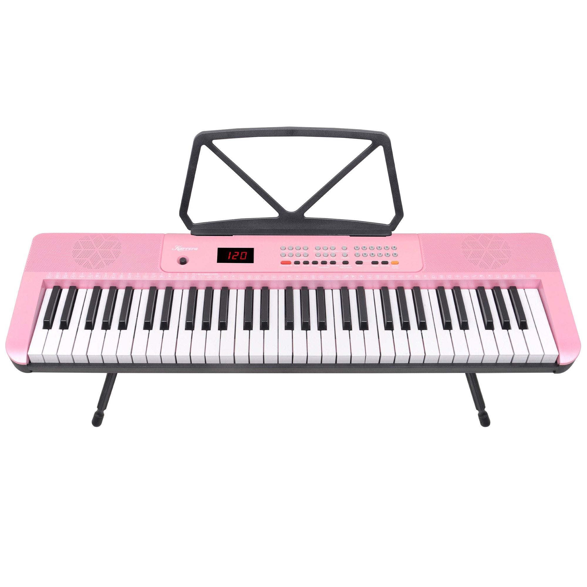 Karrera 61-Key Electronic Keyboard LED Pink with Folding Stand