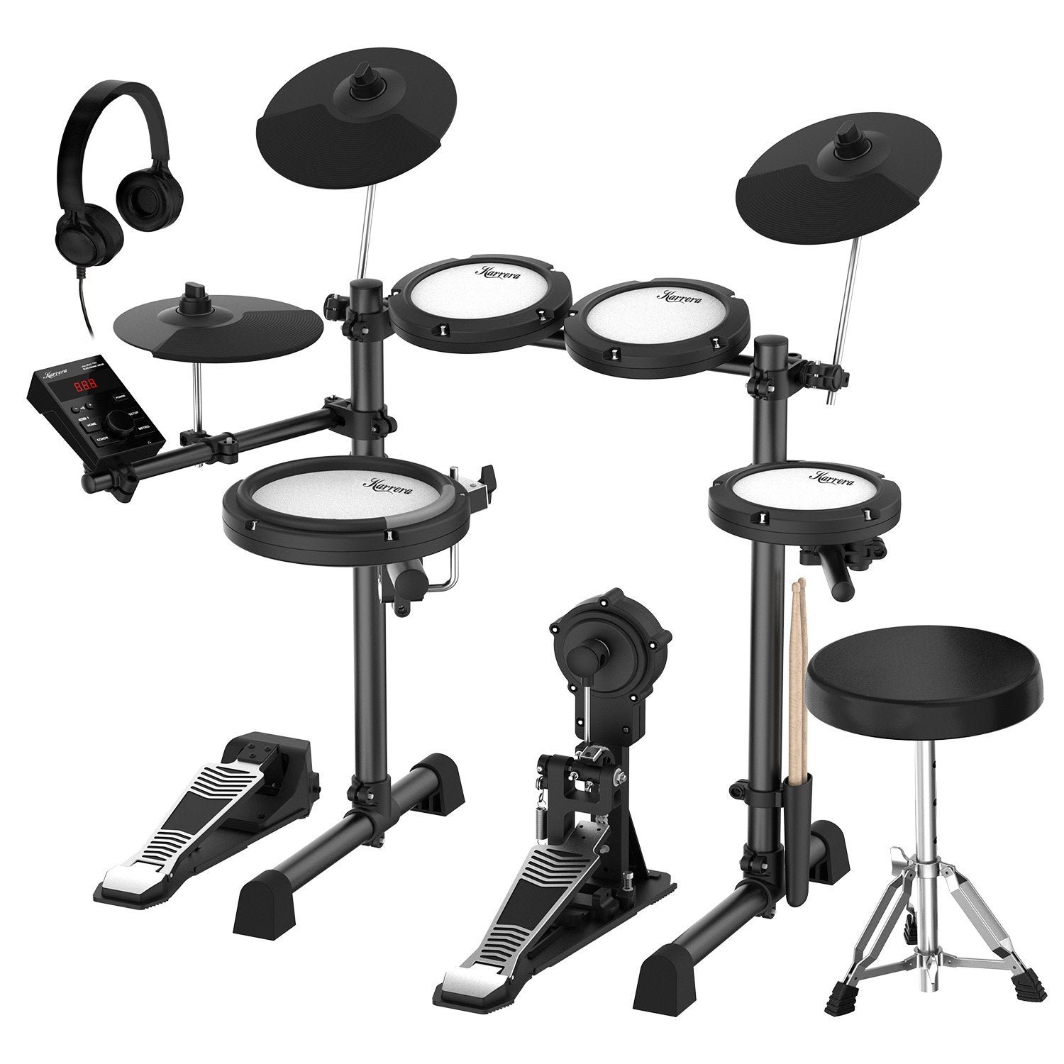 Karrera 18S Electronic Drum Kit 8in Mesh Snare Bluetooth USB/MIDI