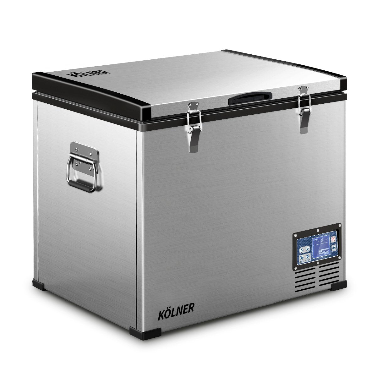 Kolner 75L Portable Fridge Freezer LCD Panel Stainless Steel Camping