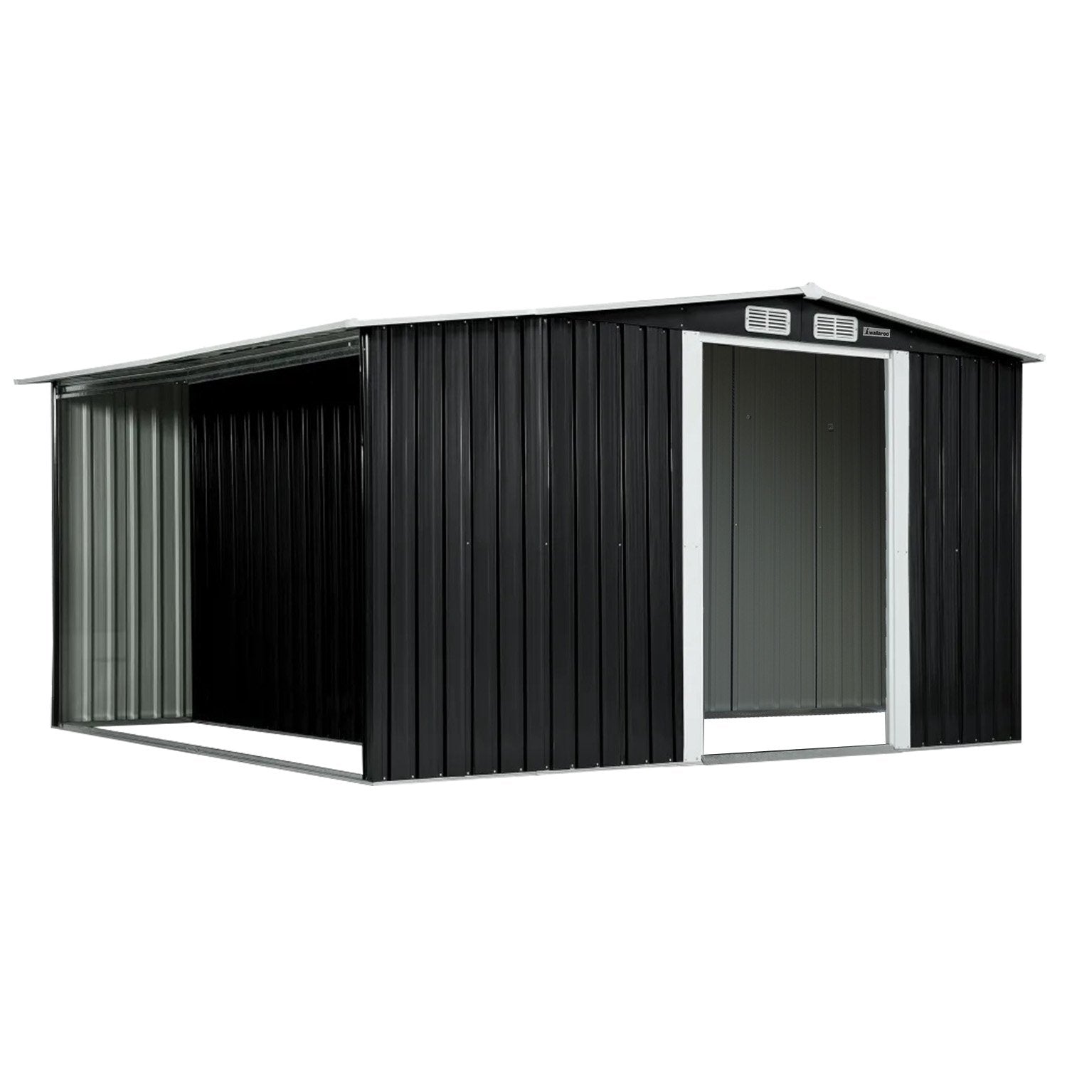 Wallaroo 10x8FT Garden Shed Semi-Closed Storage Black