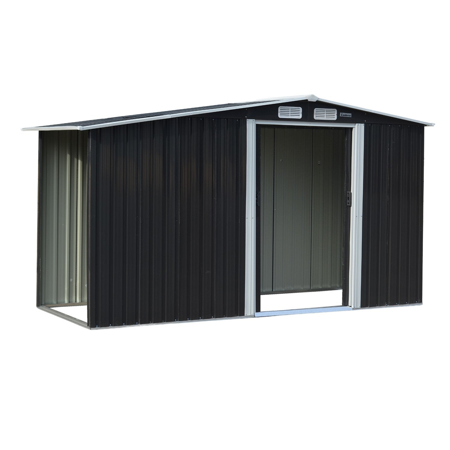 Wallaroo 4x8FT Garden Shed Semi-Close Storage Black