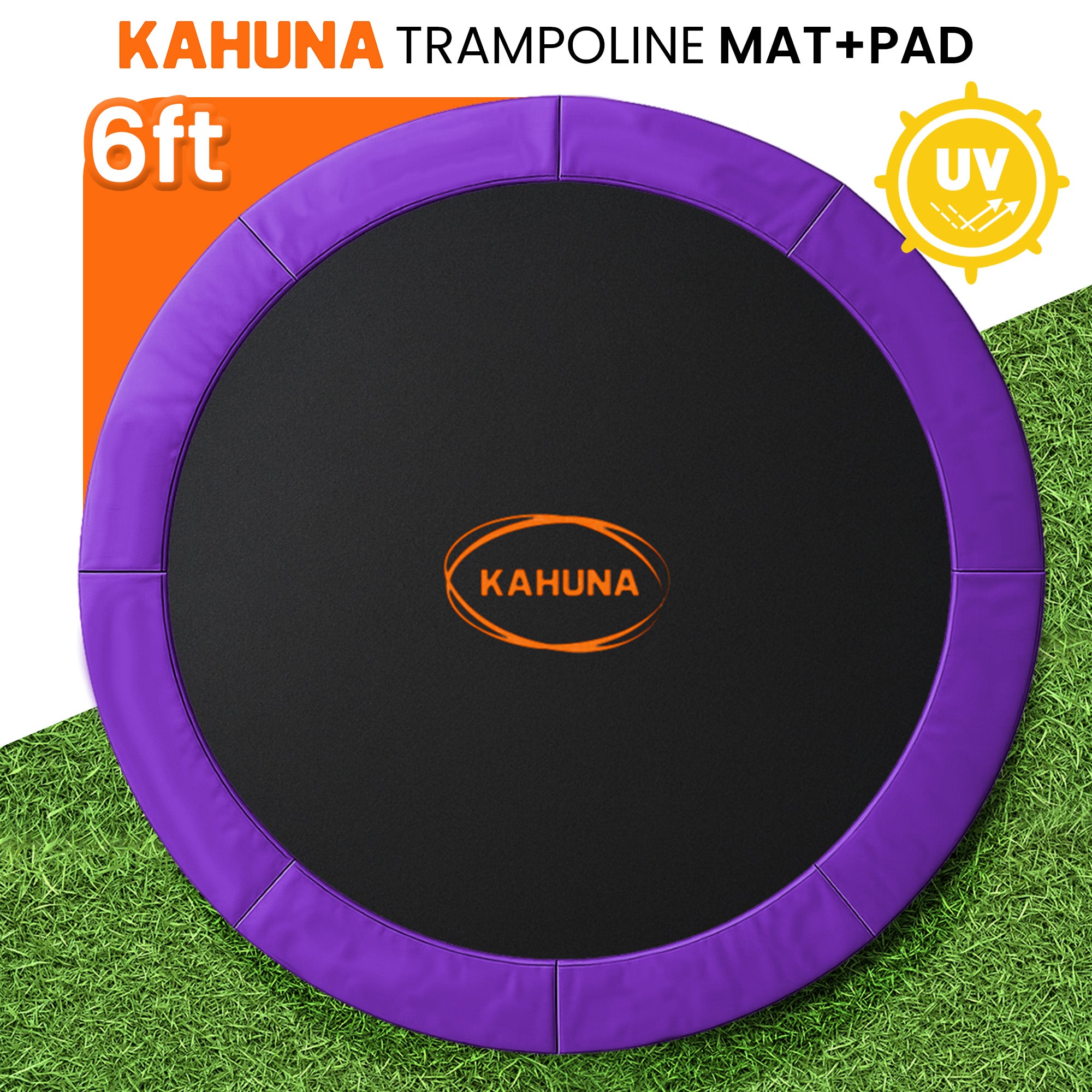 Kahuna 6ft Trampoline Replacememnt Safety Pad Cover and Spring Jumping Bounce Mat Purple