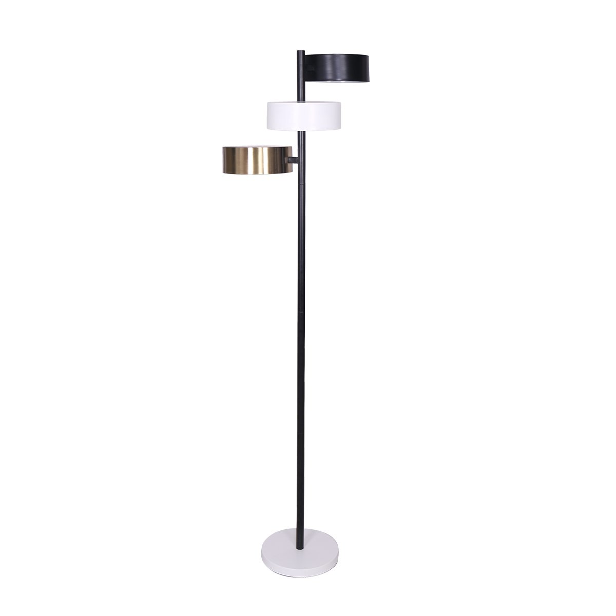 Sarantino Metal Floor Lamp 3 Swirl Shades Black White Gold