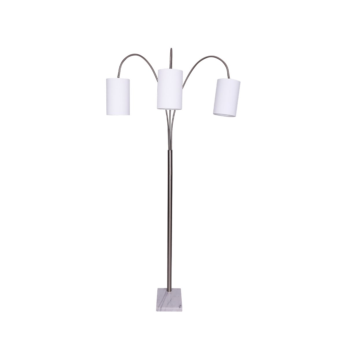 Sarantino 3-Light Arc Floor Lamp Nickel Marble Finish