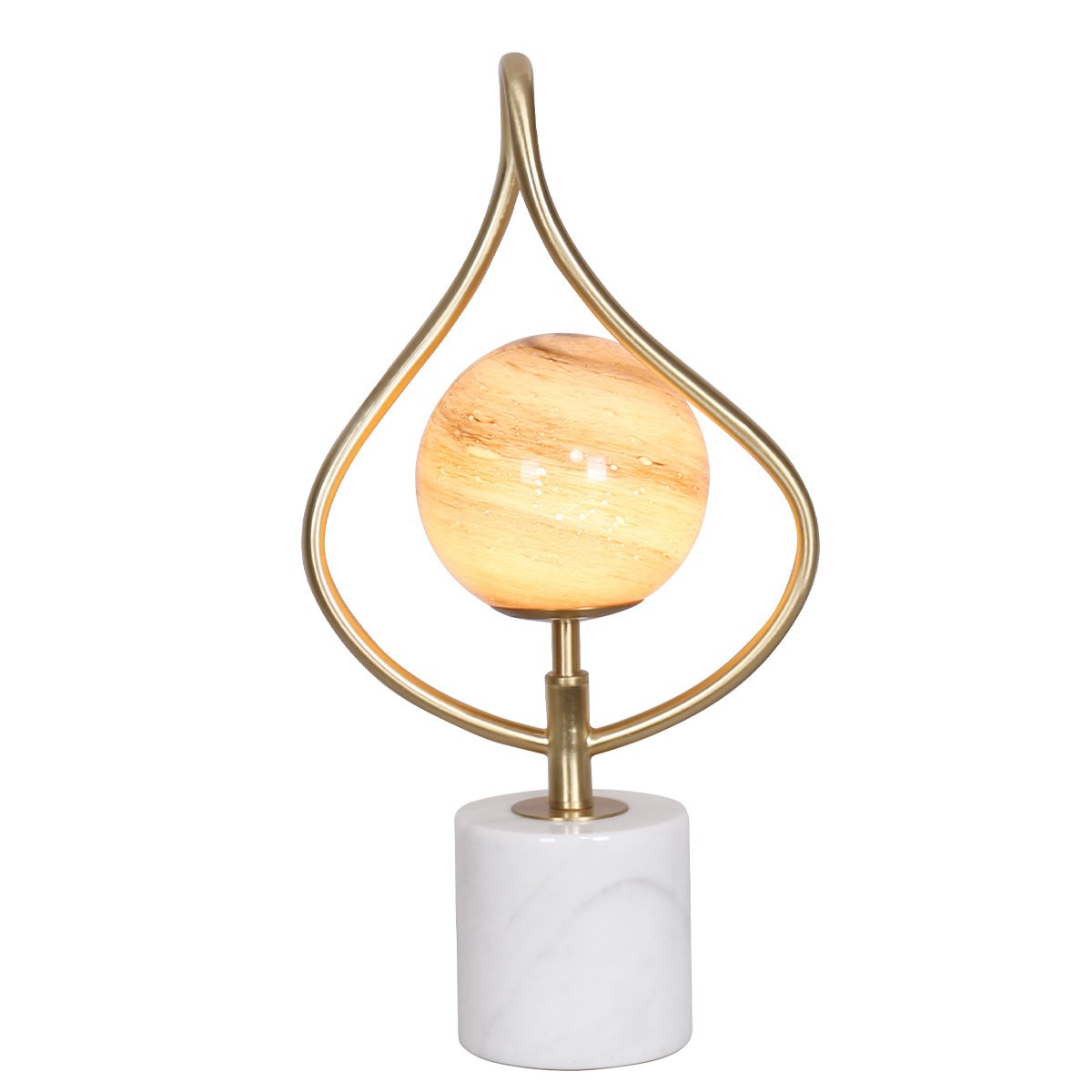 Sarantino Sculptural Glass Table Lamp Orange White Marble Base