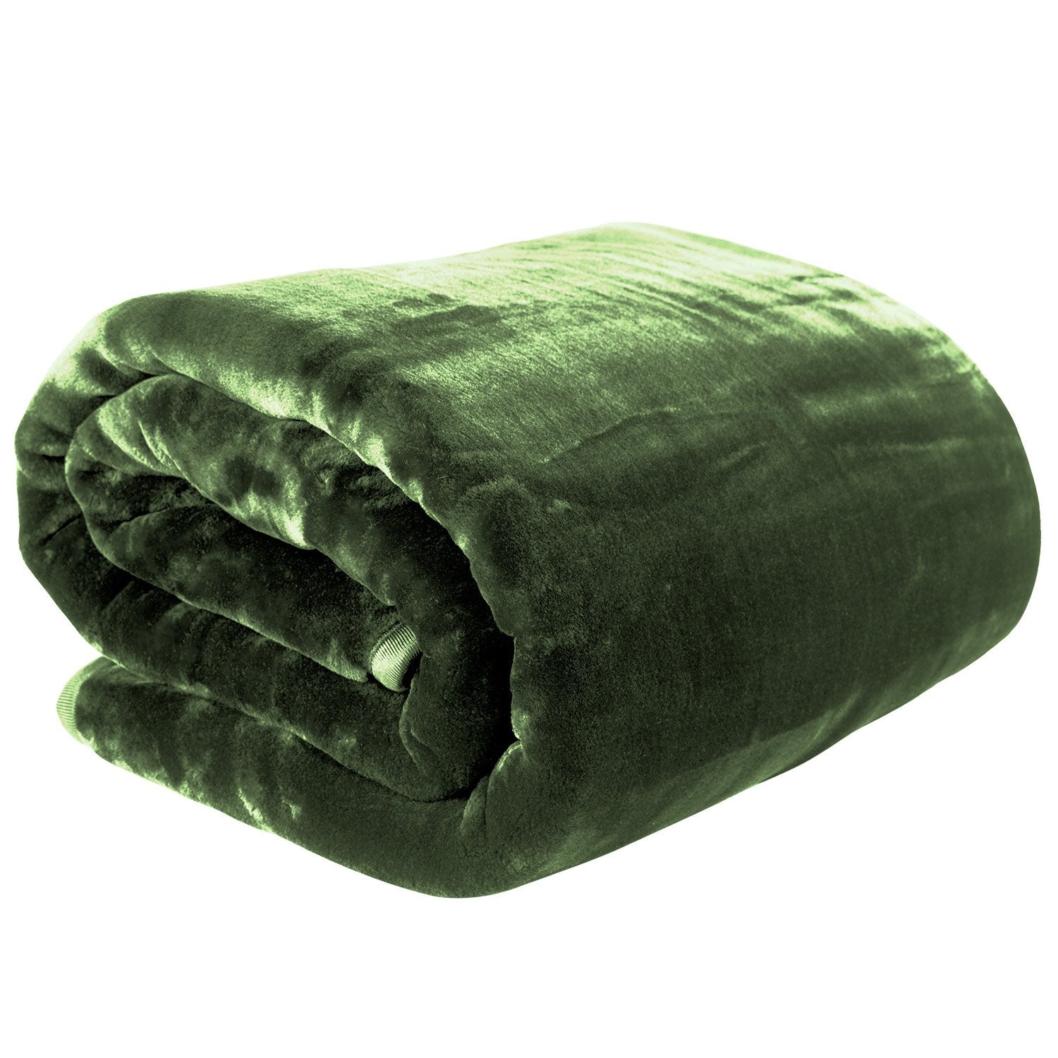 Laura Hill Queen Faux Mink Blanket 600GSM Double-Sided Green