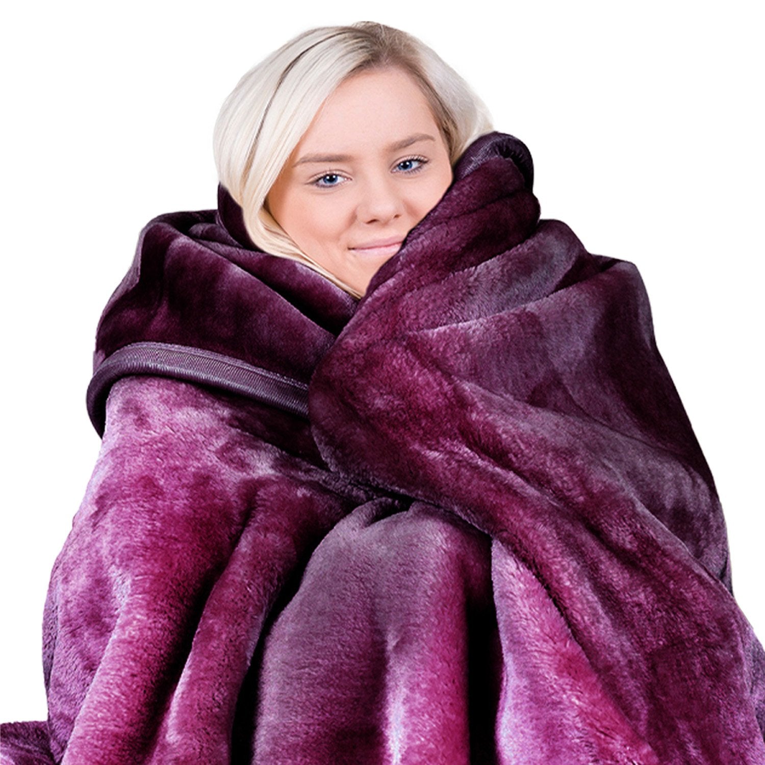 Laura Hill Queen Faux Mink Blanket Double Sided Purple Plush