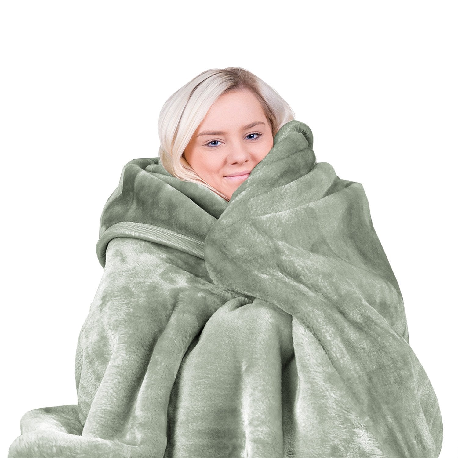Laura Hill 600-GSM Mink Blanket Queen Size Double-Sided Soft Plush Bed Faux Throw Rug 220 X 240cm Sage