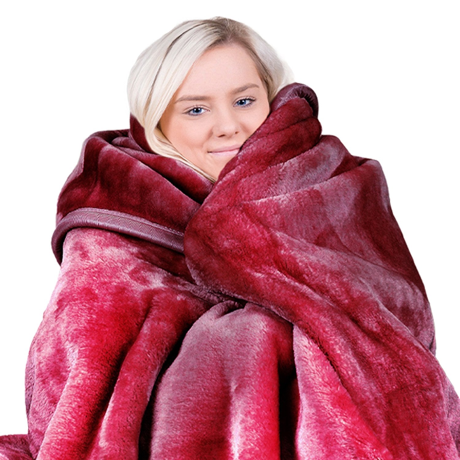 Laura Hill Large Faux Mink Throw Rug Blanket 800gsm Red