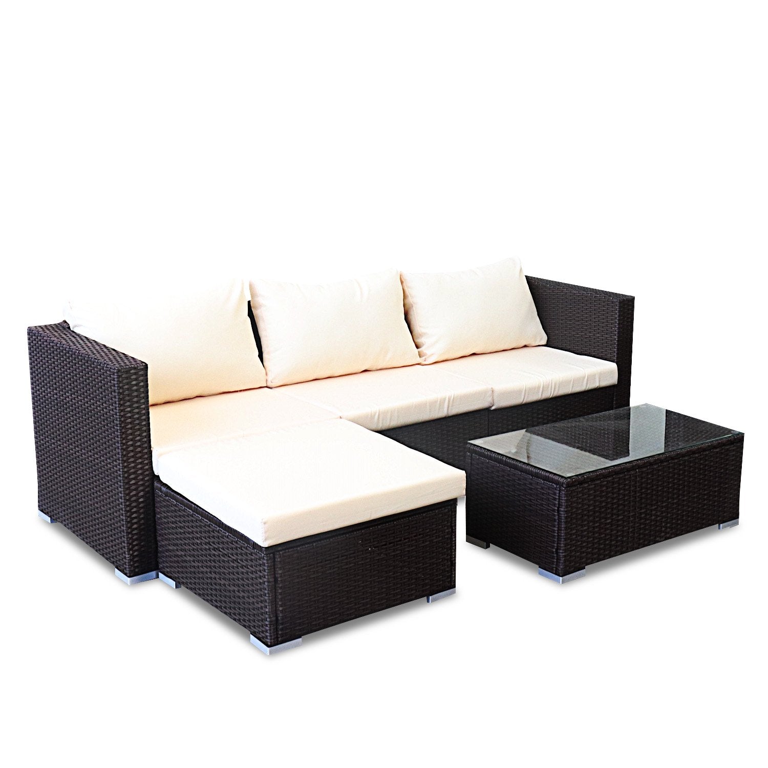Sarantino 5pc Modular Outdoor Lounge Set PE Rattan Brown