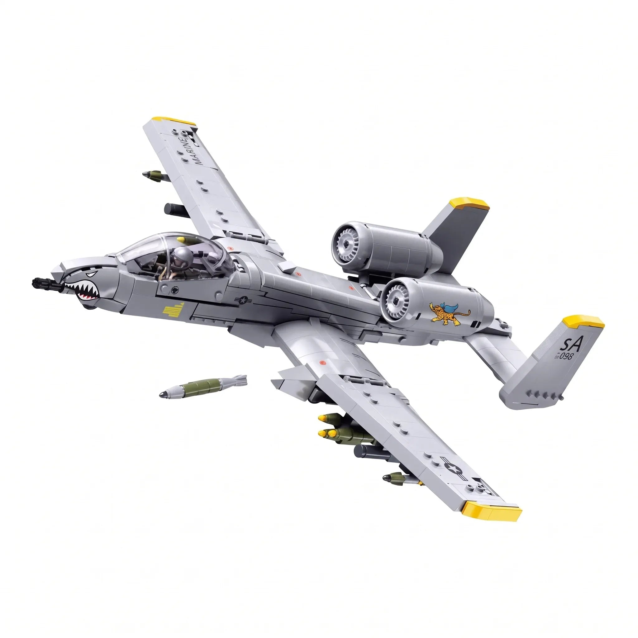 Sluban B1362 Model Kit 1:44 A10 Warthog Thunderbolt Attack Jet Fighter Plane USAF Military Building Blocks DIY Set Toy