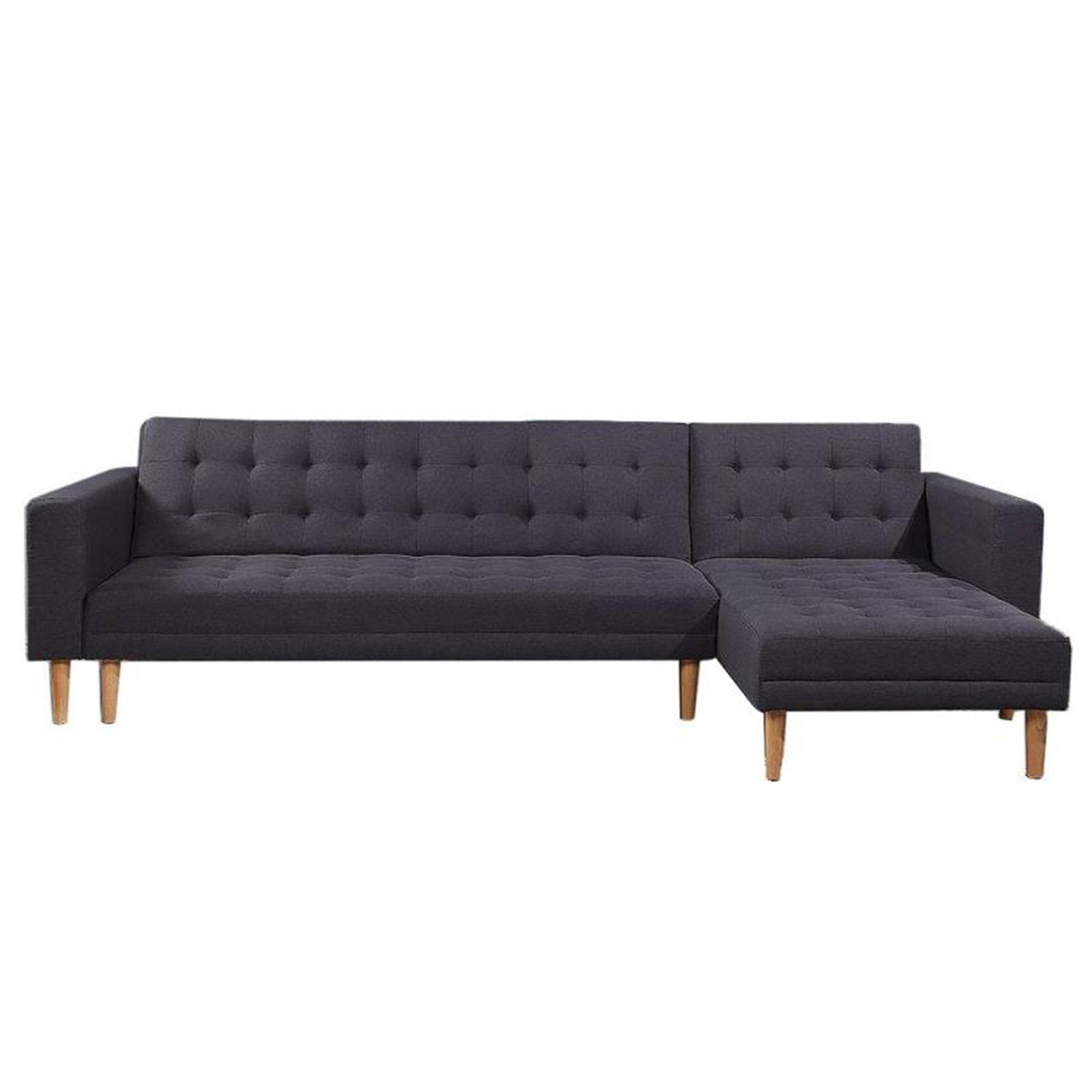 Sarantino Dark Grey Linen Corner Sofa Bed with Chaise