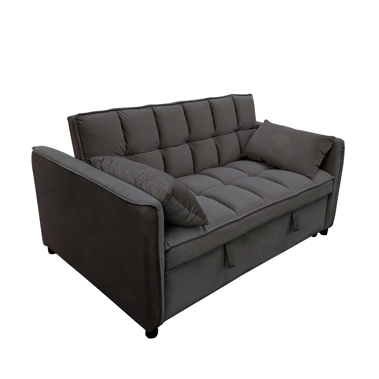 Quincy 2-Seater Velvet Sofa Bed Dark Grey Tufted Design