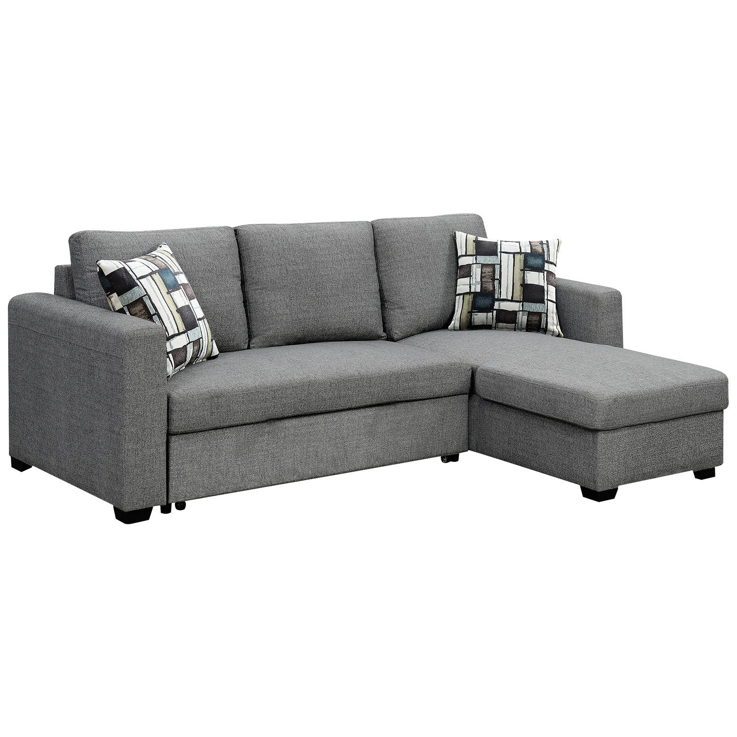 Fontana Corner Pullout Sofa Bed with Storage Chaise Grey