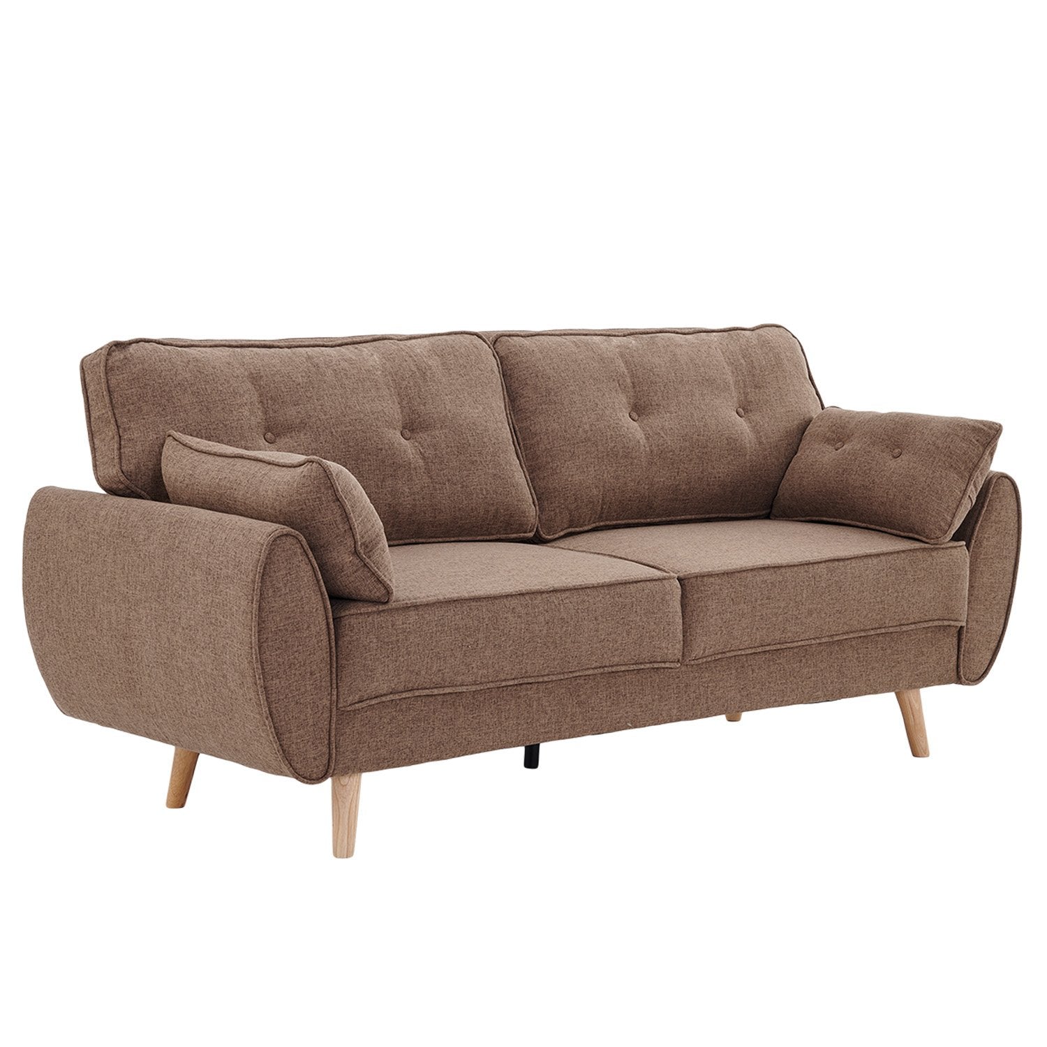 Sarantino 3 Seater Modular Linen Sofa Bed Brown