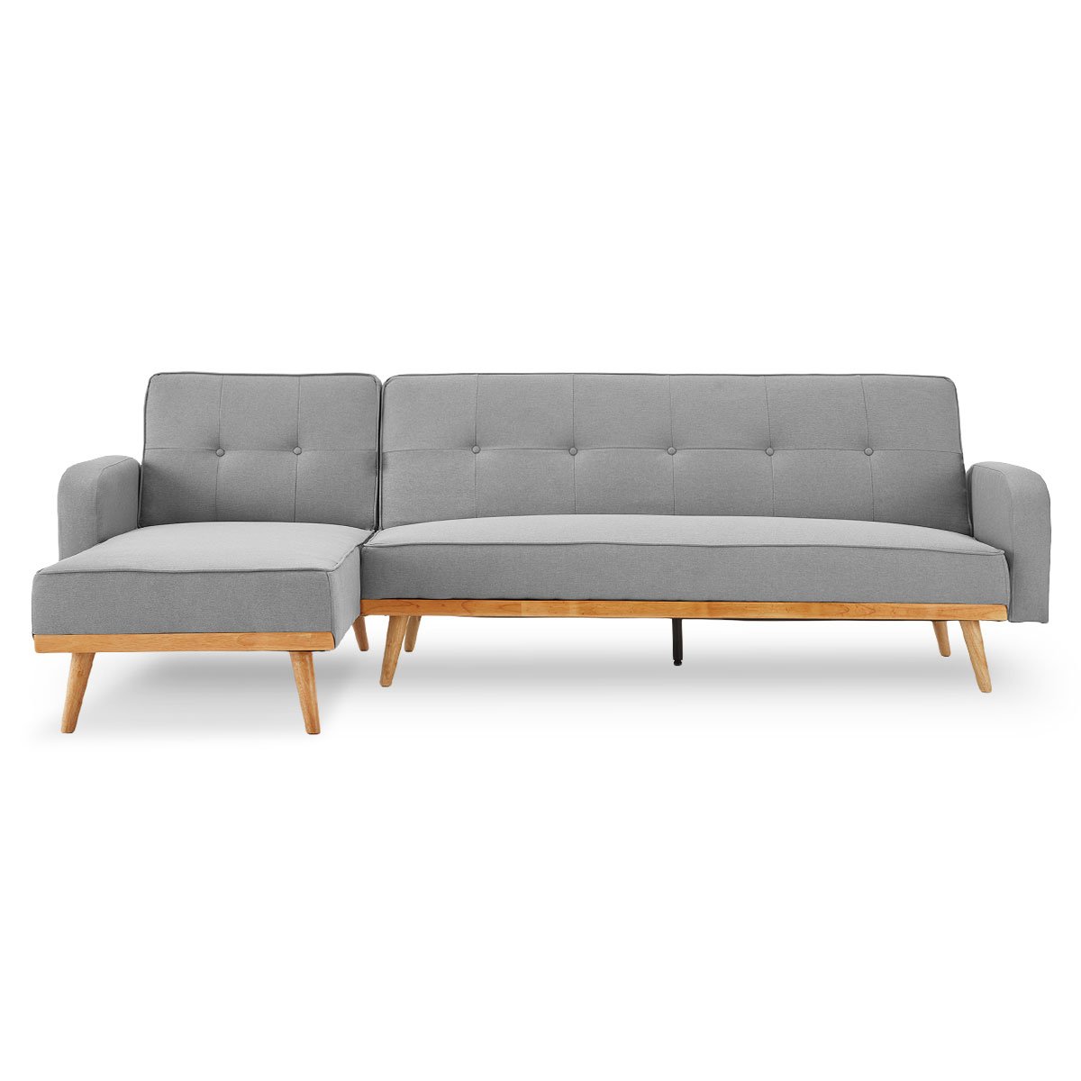 Sarantino 3-Seater Corner Sofa Bed Chaise Lounge Light Grey