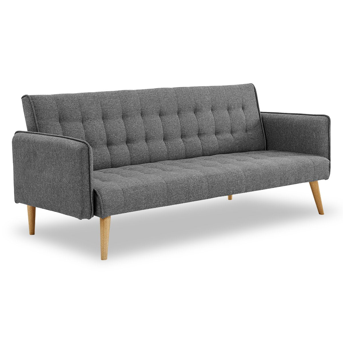 Sarantino 3-Seater Modular Sofa Bed Linen Fabric Grey