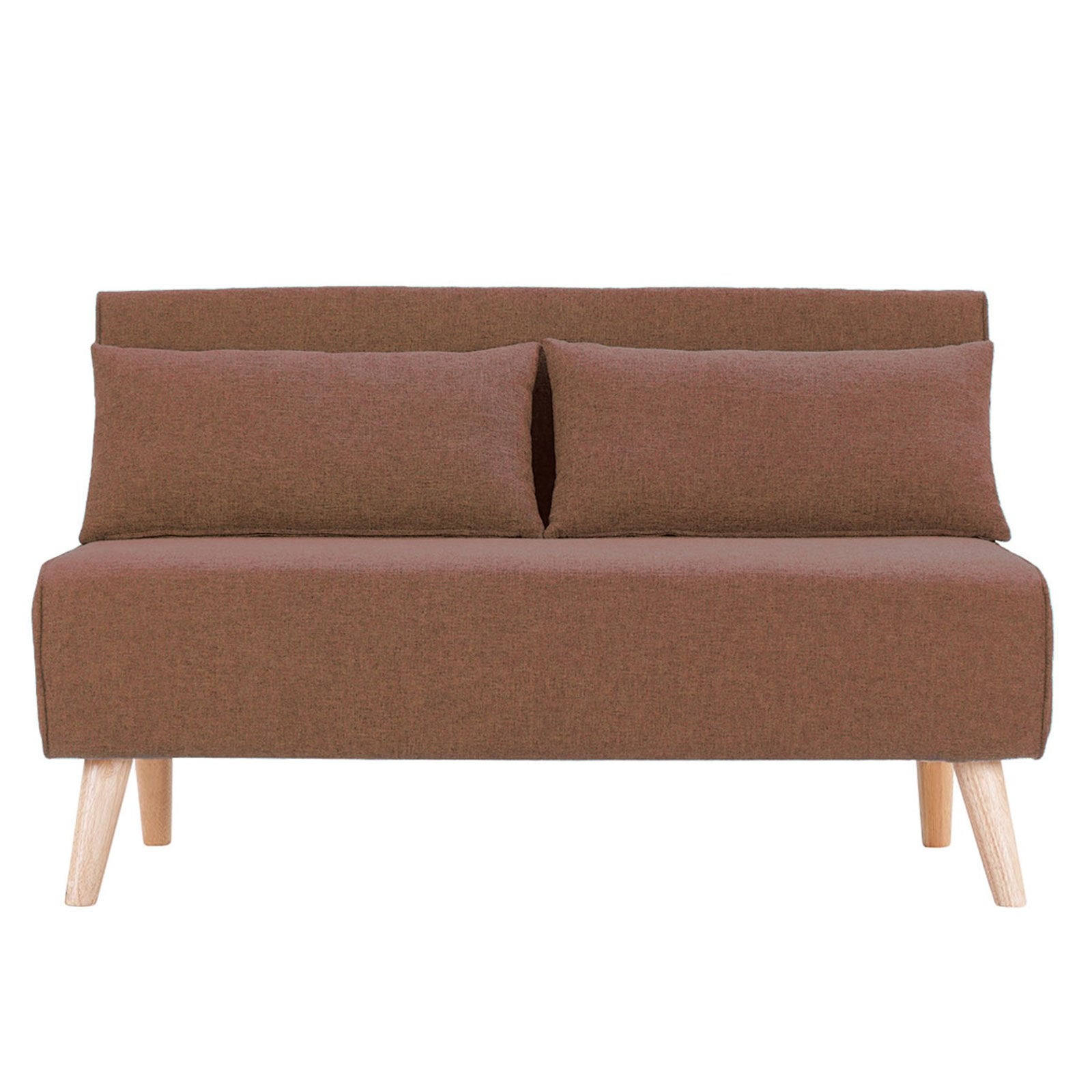Sarantino 2-Seater Adjustable Sofa Bed Faux Linen Brown