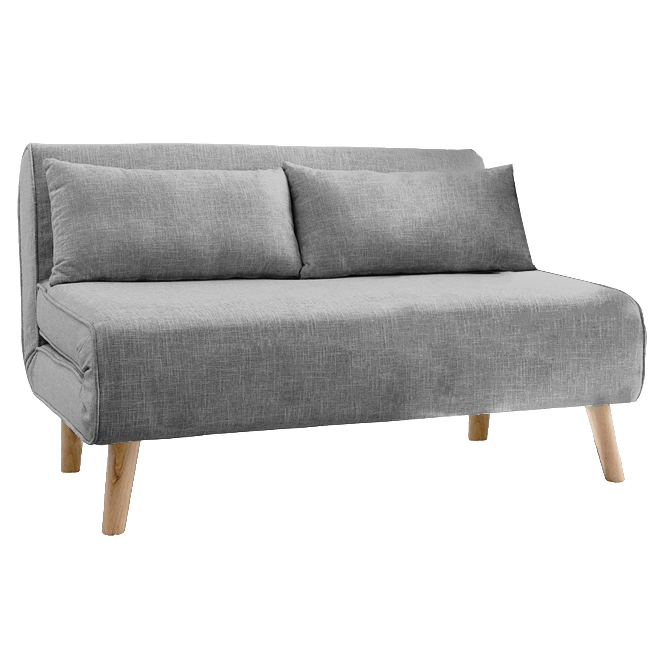 Sarantino 2-Seater Adjustable Sofa Bed Faux Linen Grey
