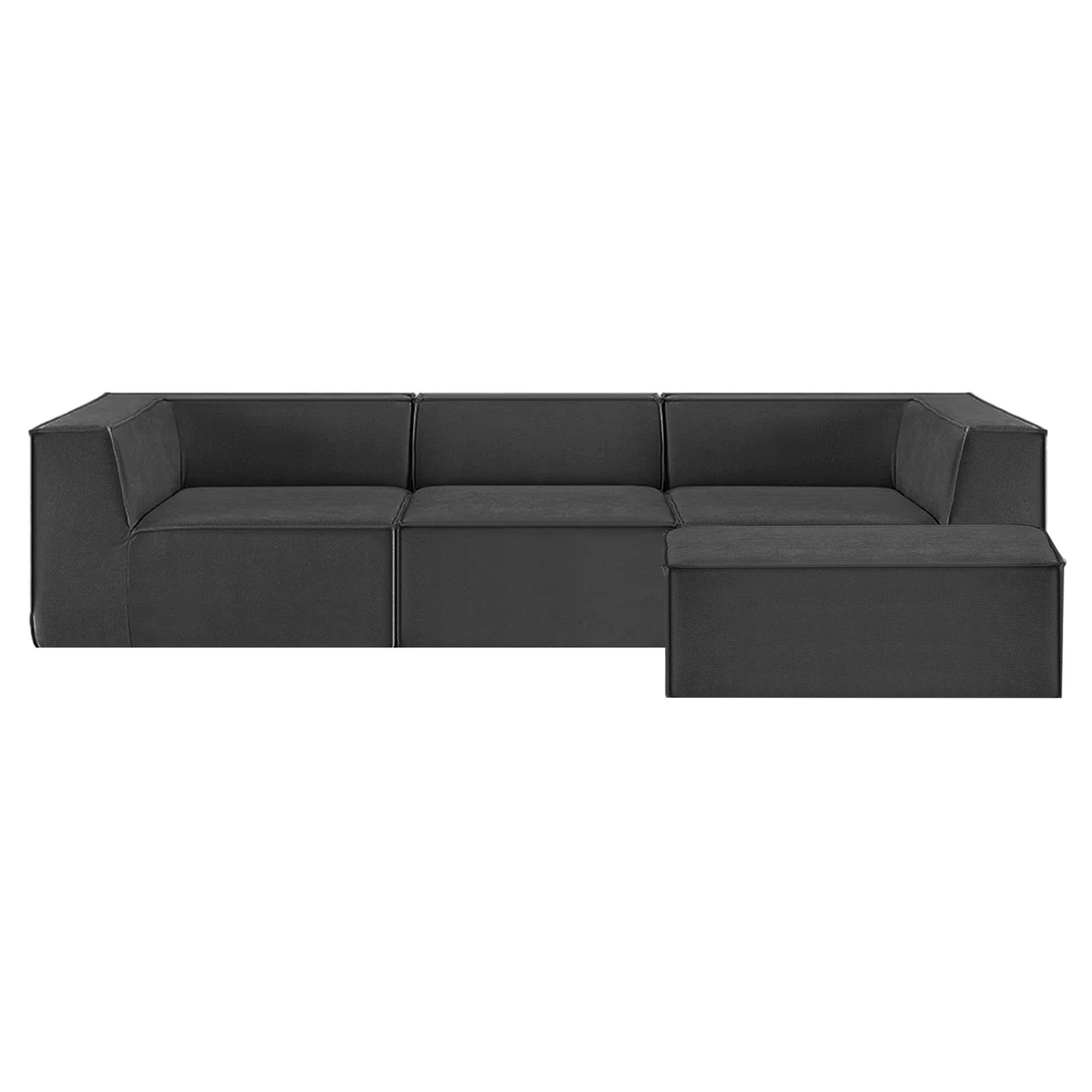 Novi 3-Seater Modular Sofa with Ottoman Black Non-Slip