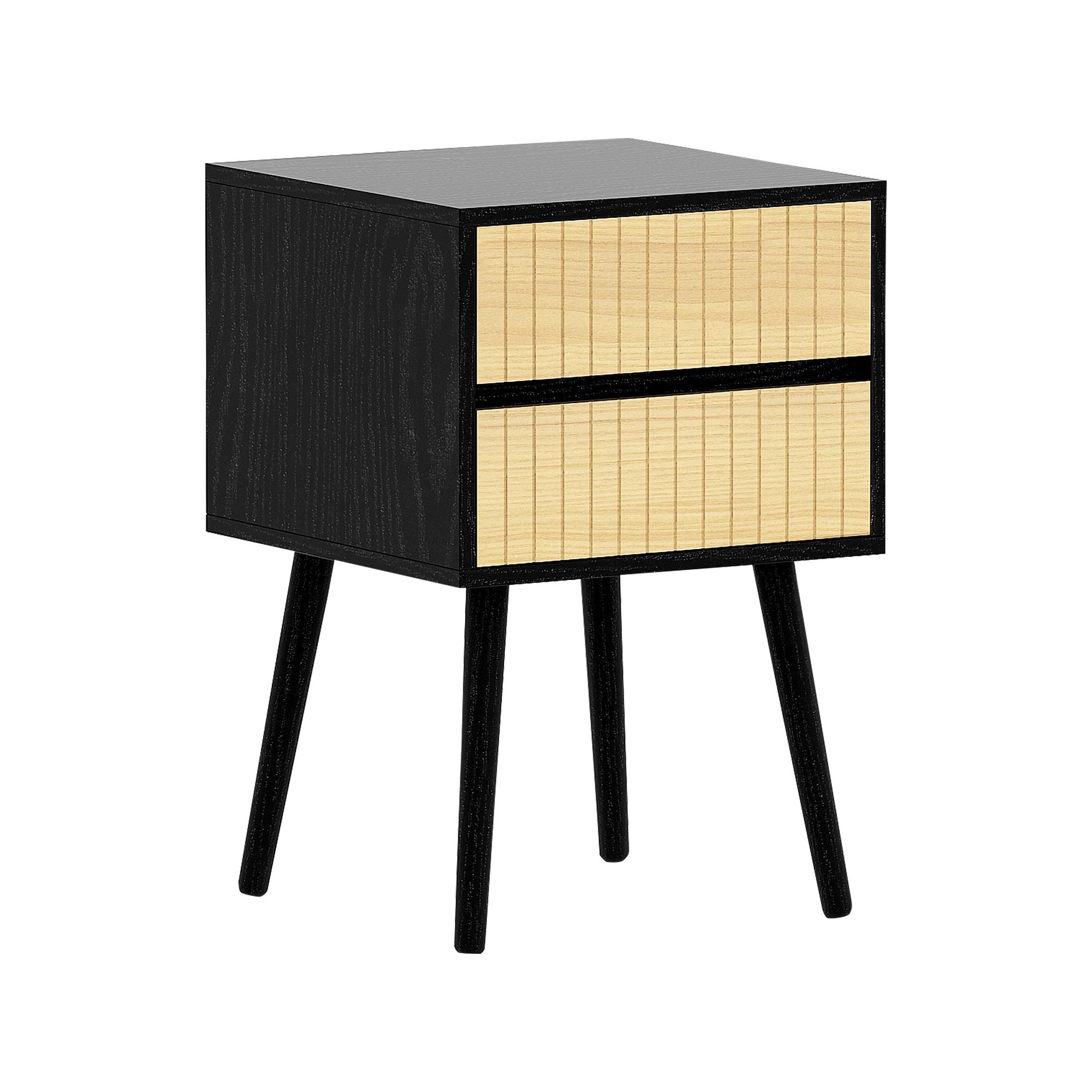 Ivan Bedside Table Nightstand Black/Natural Scandinavian Style