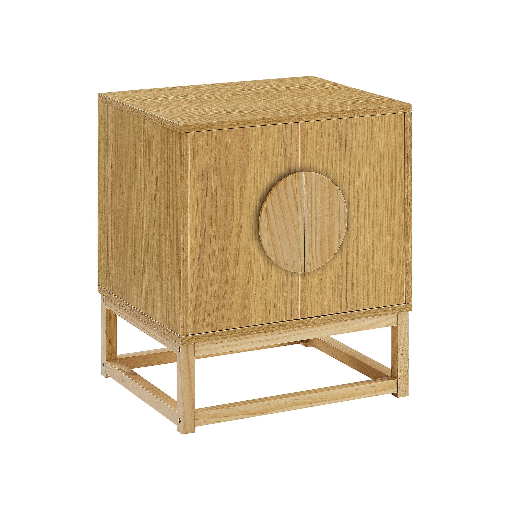 Luca Bedside Table Split Door Nightstand Natural Woodgrain