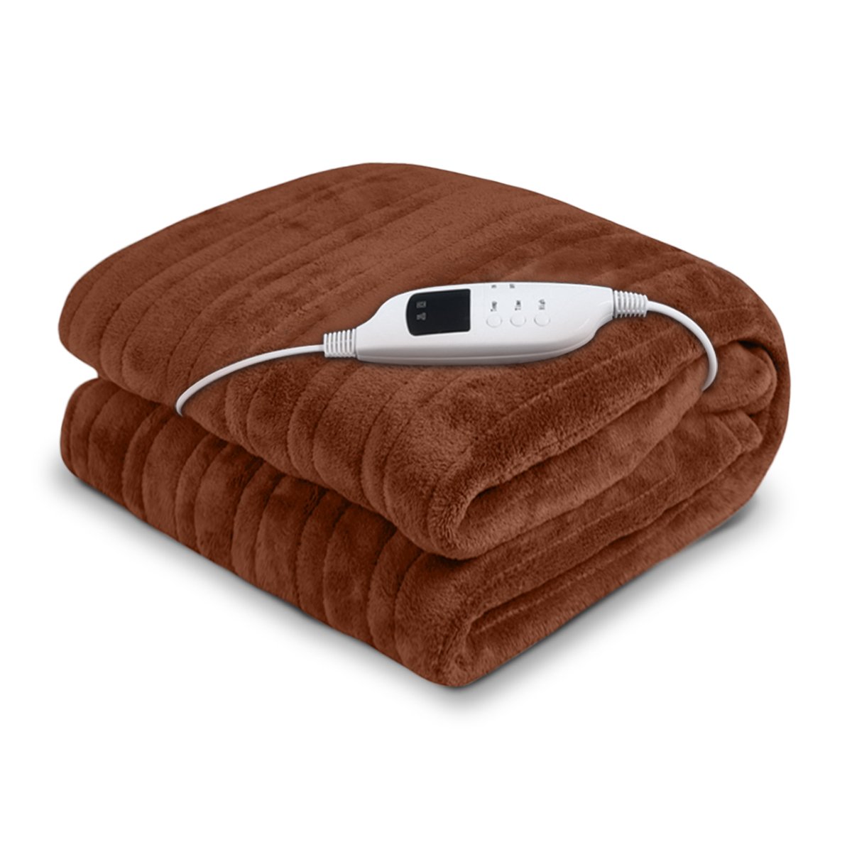 Laura Hill Electric Heated Throw Rug Coral Fleece Brown